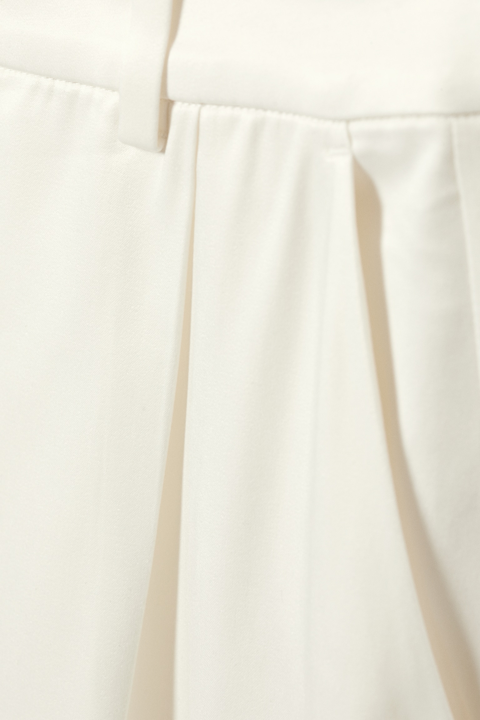High Waisted Wide Leg Satin Trousers - Biały - 5