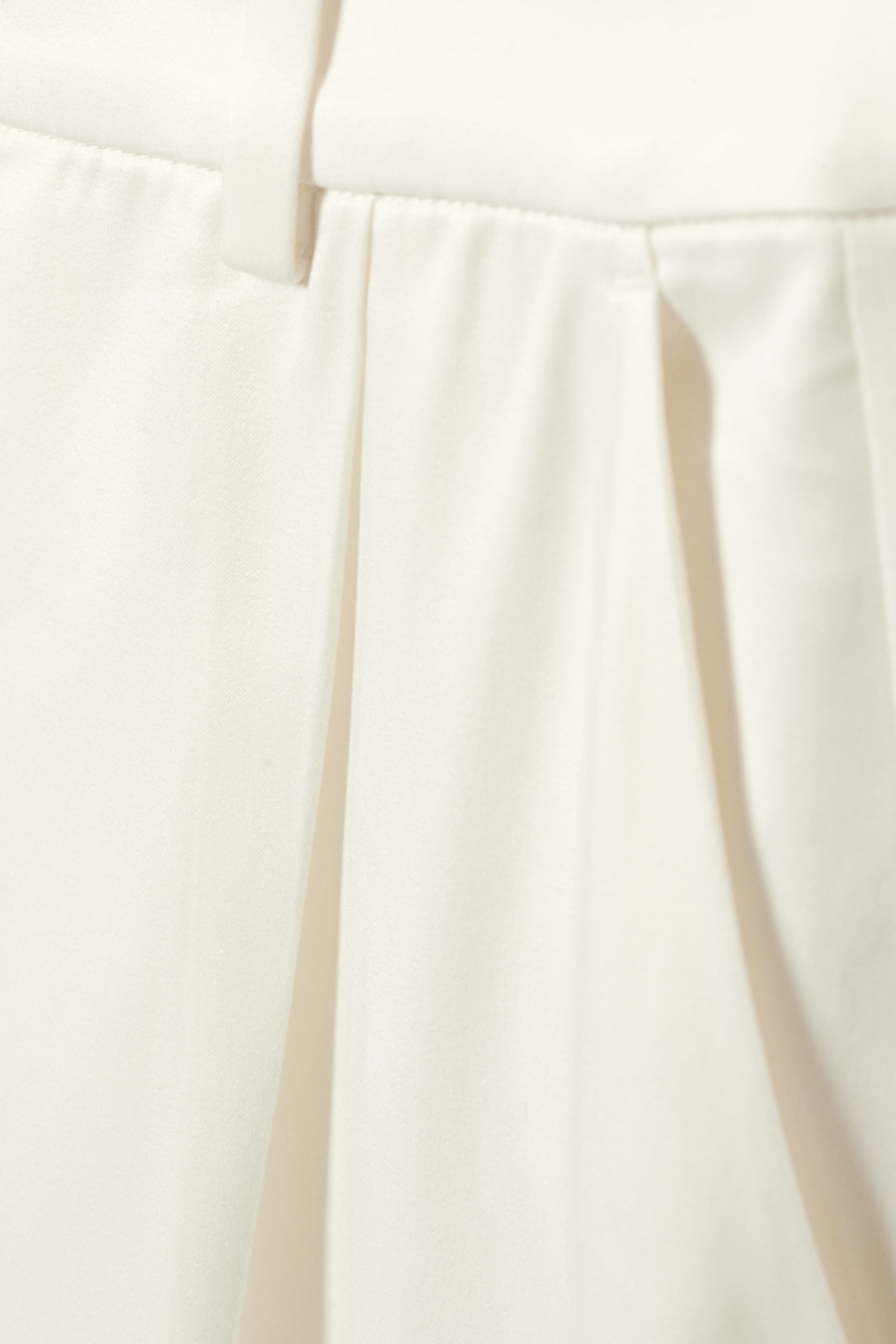 Wit - Satijnen broek met hoge taille en wijde pijpen - 2