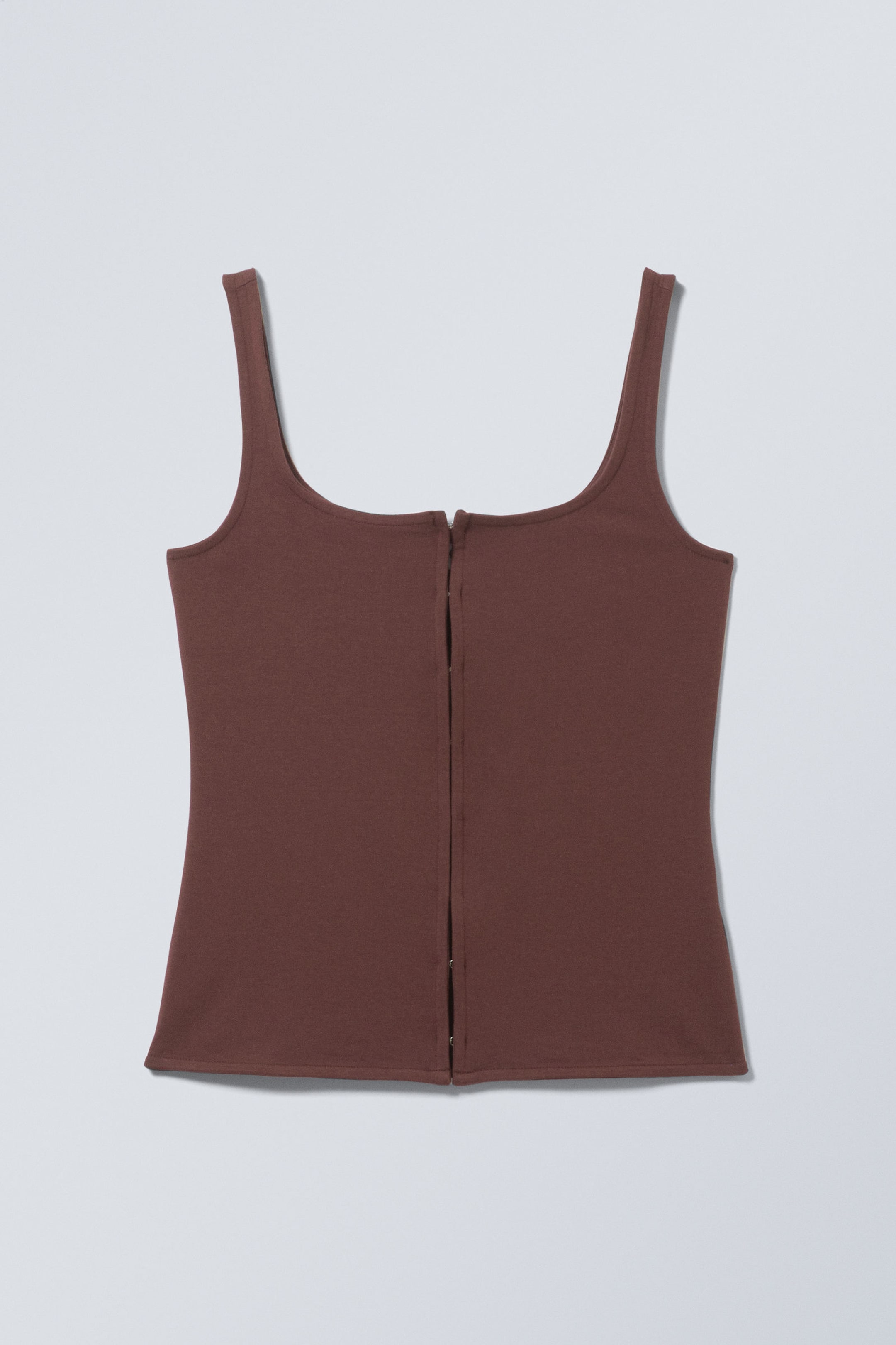 Dark Red - Square Neck Open Front Top - 1
