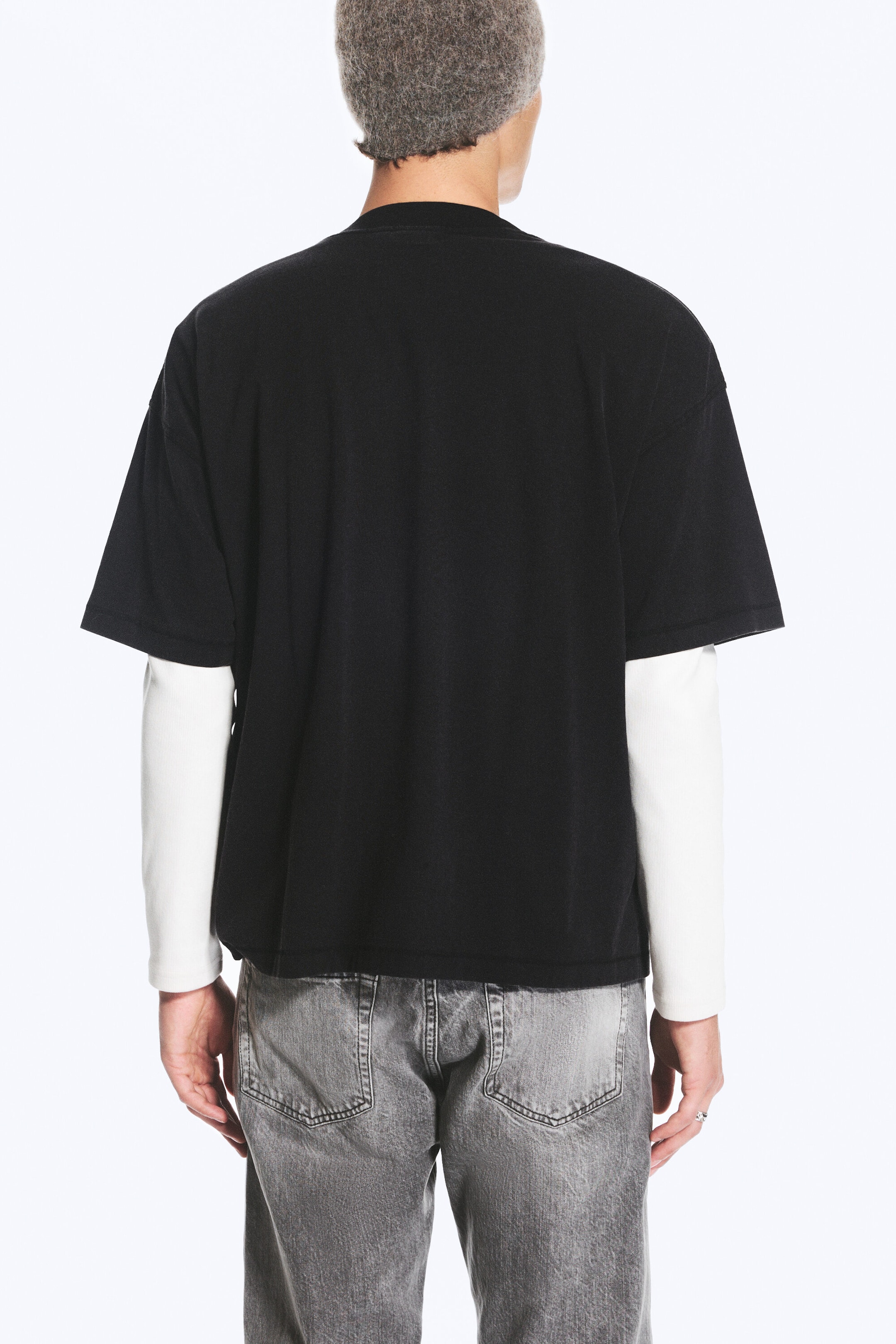 Black - Printed - Oversized Boxy Graphic T-Shirt - 2