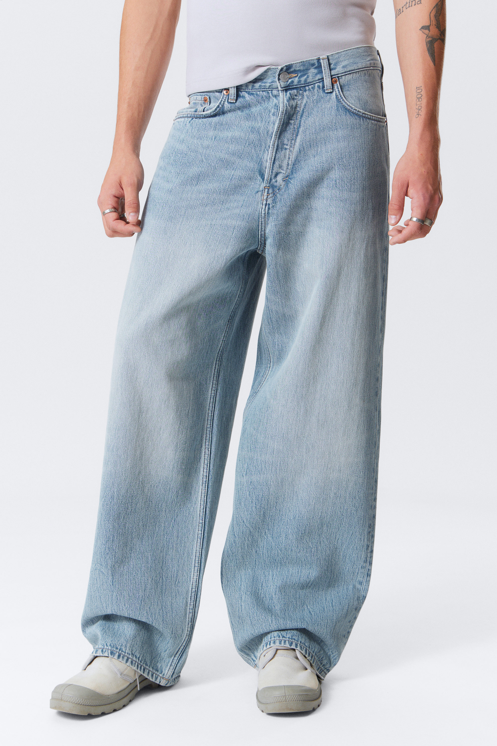 Blue Stream - Mittelblau - Astro Loose Baggy Leg Jeans - 8