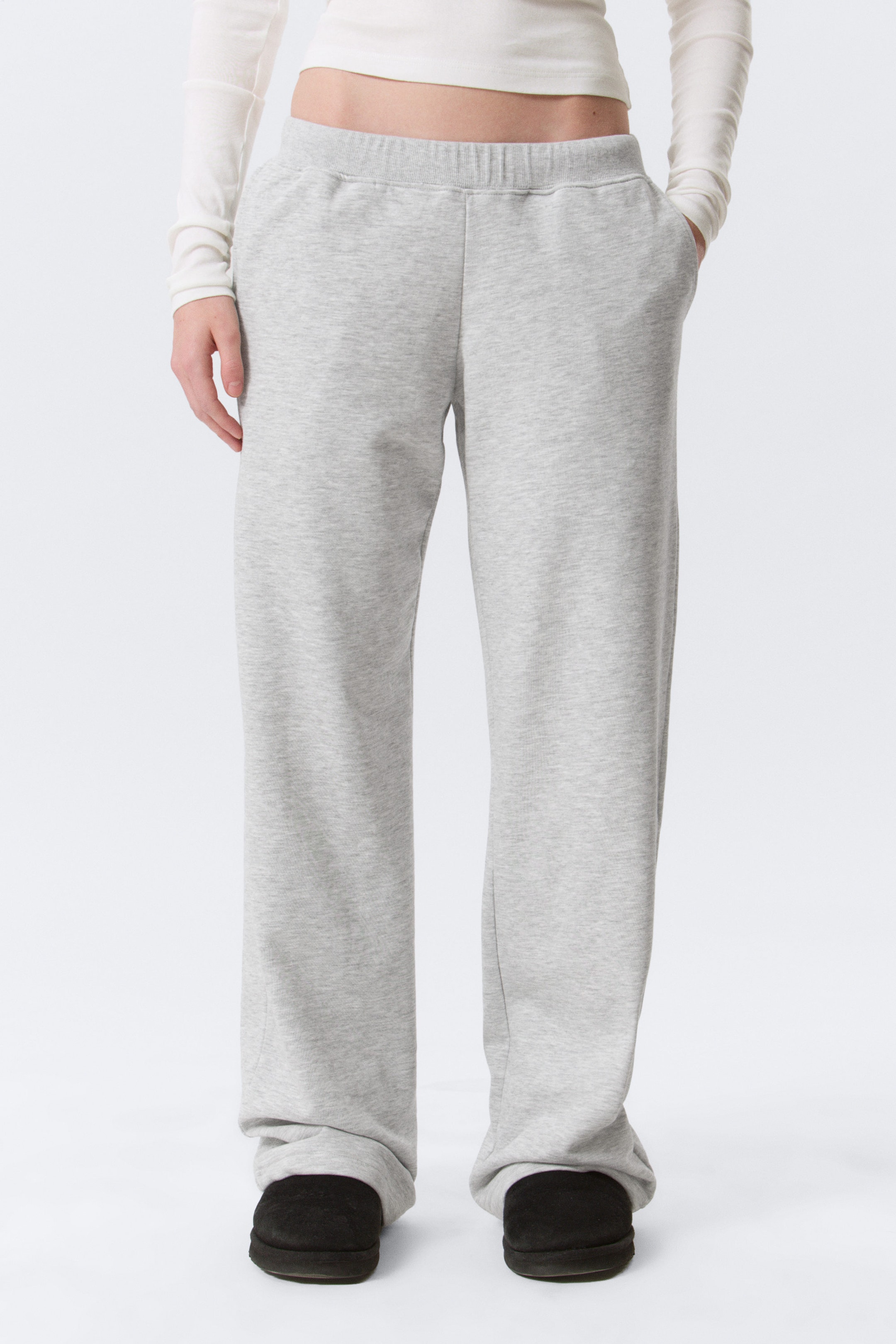 Grey Melange - Low Rise Terry Sweatpants - 2