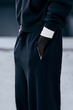 Mørkeblå - Joggebukser med middels høyt liv og barrel-passform - 1