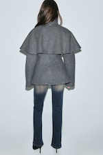 Dark Grey - Wool-Blend Cape-Detail Jacket - 4