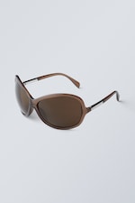 Dark Brown - Oversized Sunglasses - 1