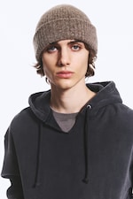 Dark Mole Melange - Folded Wool-Blend Beanie - 0