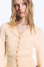 Beige - Cardigan En Maille À Col V - 1