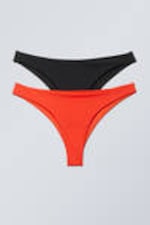 Black/Orange - 2-pack Brazilian Bikini Bottoms - 0