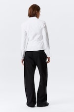 Weiß - Eng anliegendes langärmliges Baumwollhemd - 3