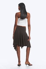 Mörkbrun - Mid waist asymmetrisk kjol i jersey - 3