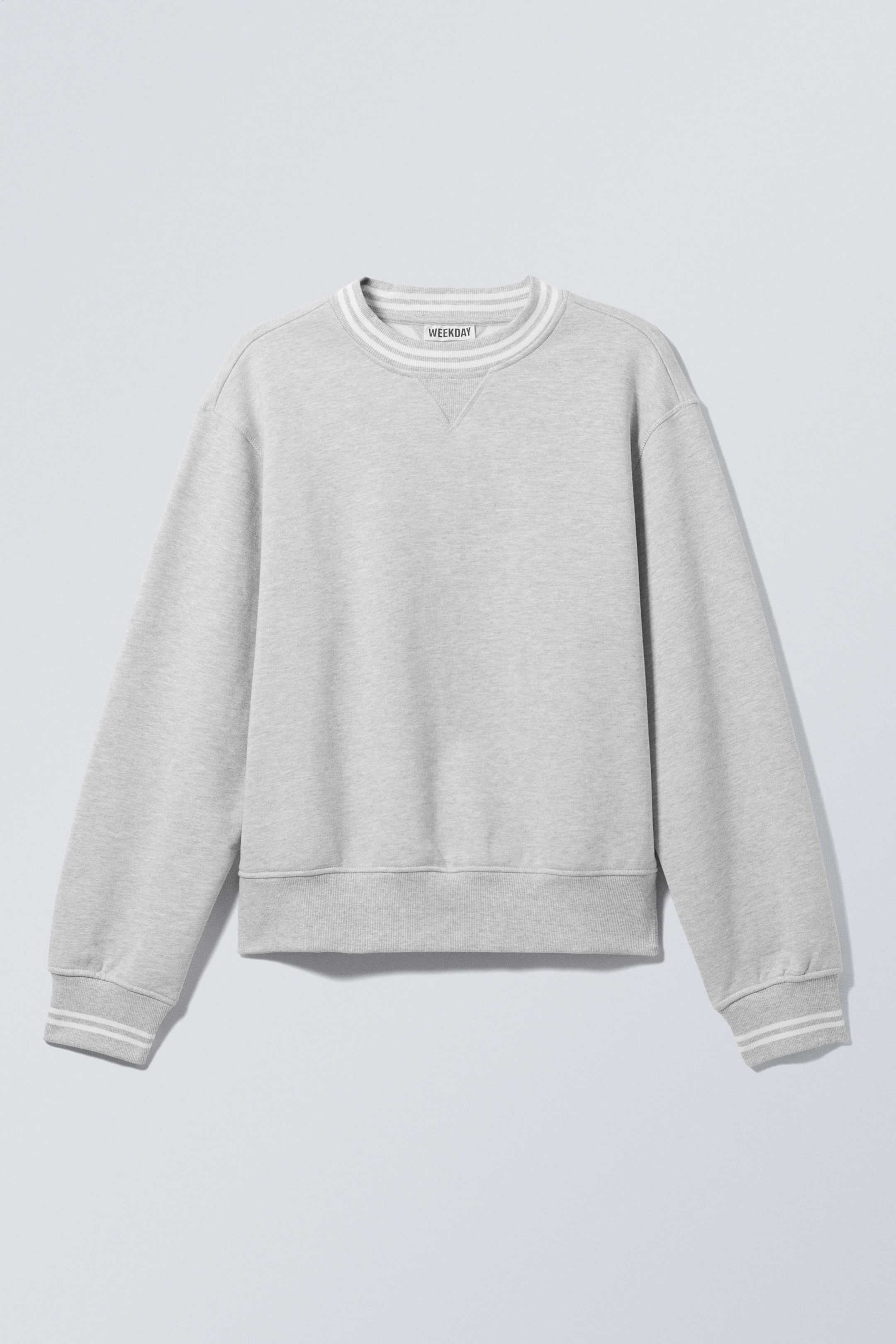 Grau meliert - Cropped Sweatshirt aus Baumwoll-Fleece - 3