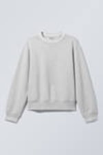 Grau meliert - Cropped Sweatshirt aus Baumwoll-Fleece - 3