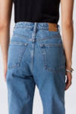 90s Blue - Mittelblau - Rowe Super High Waisted Regular Straight Leg Jeans - 3