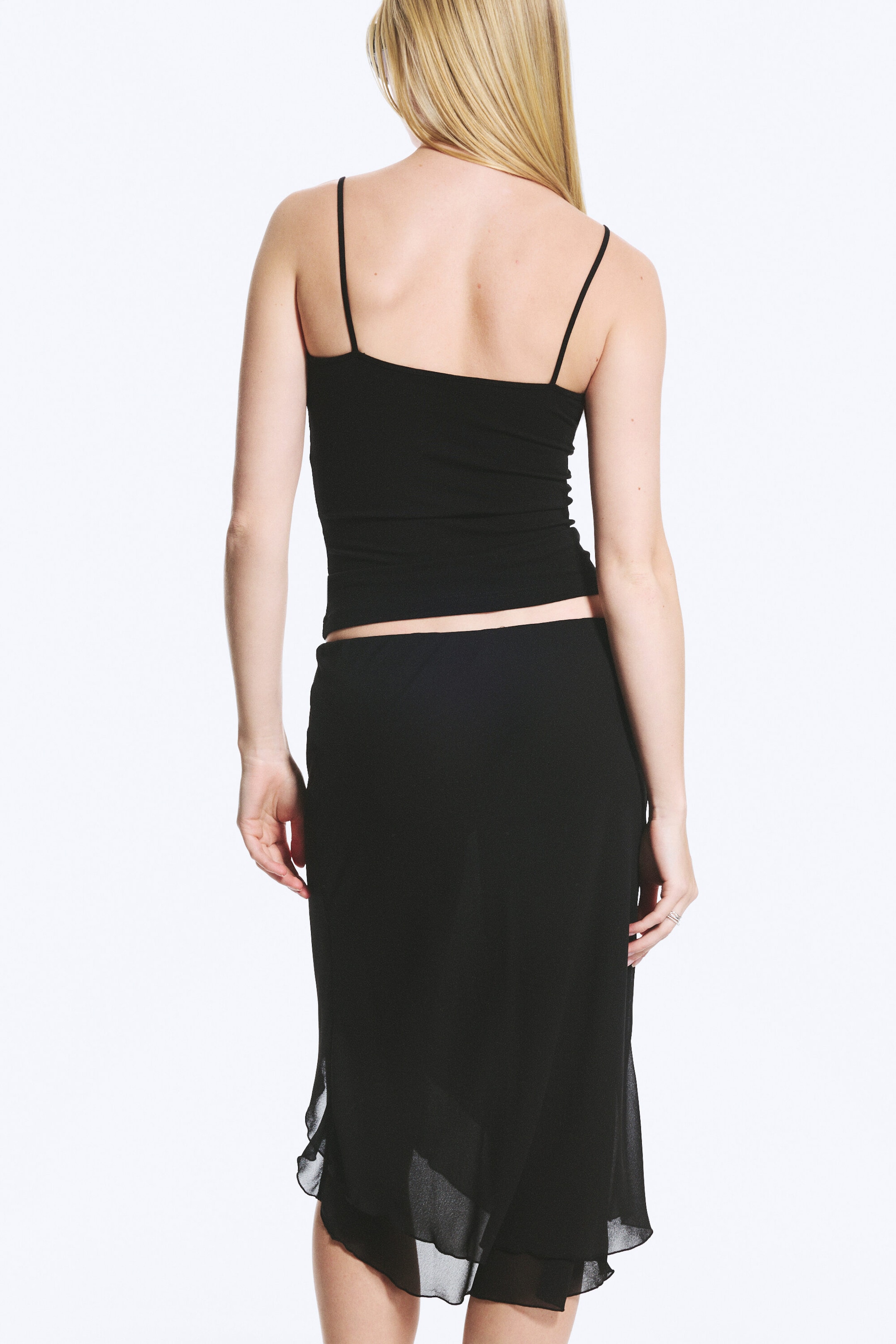 Black - Slim V-neck Cotton Singlet - 2