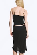 Black - Slim V-neck Cotton Singlet - 2