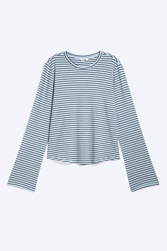 long-sleeved viscose top - Azul/Negro a rayas/Blanco/Negro - 1