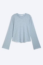 Blau/Schwarz gestreift - Longsleeve-Top aus Viskose - 3