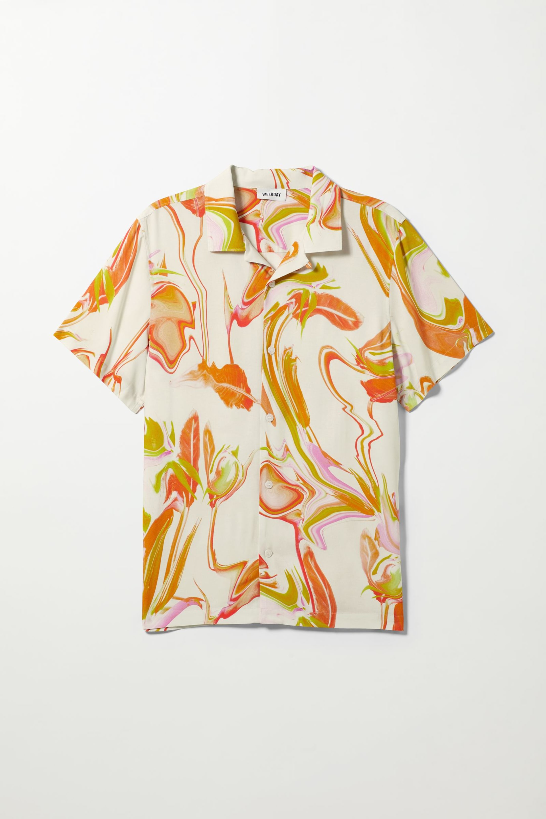 Orange swirl - Kurzarmhemd Coffee mit floralem Print - 0