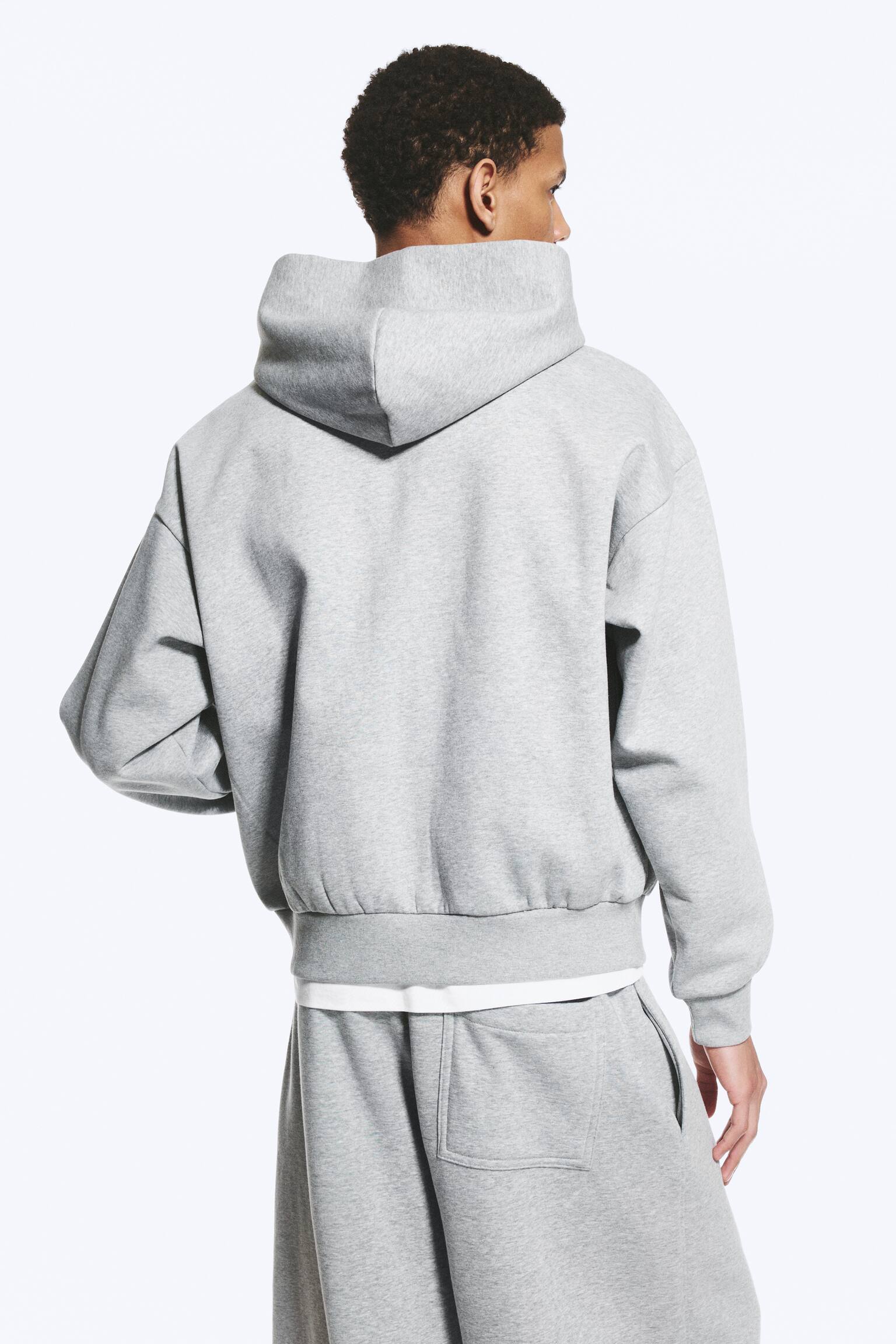 Sweat à capuche zippé ample-Gris chiné - 6