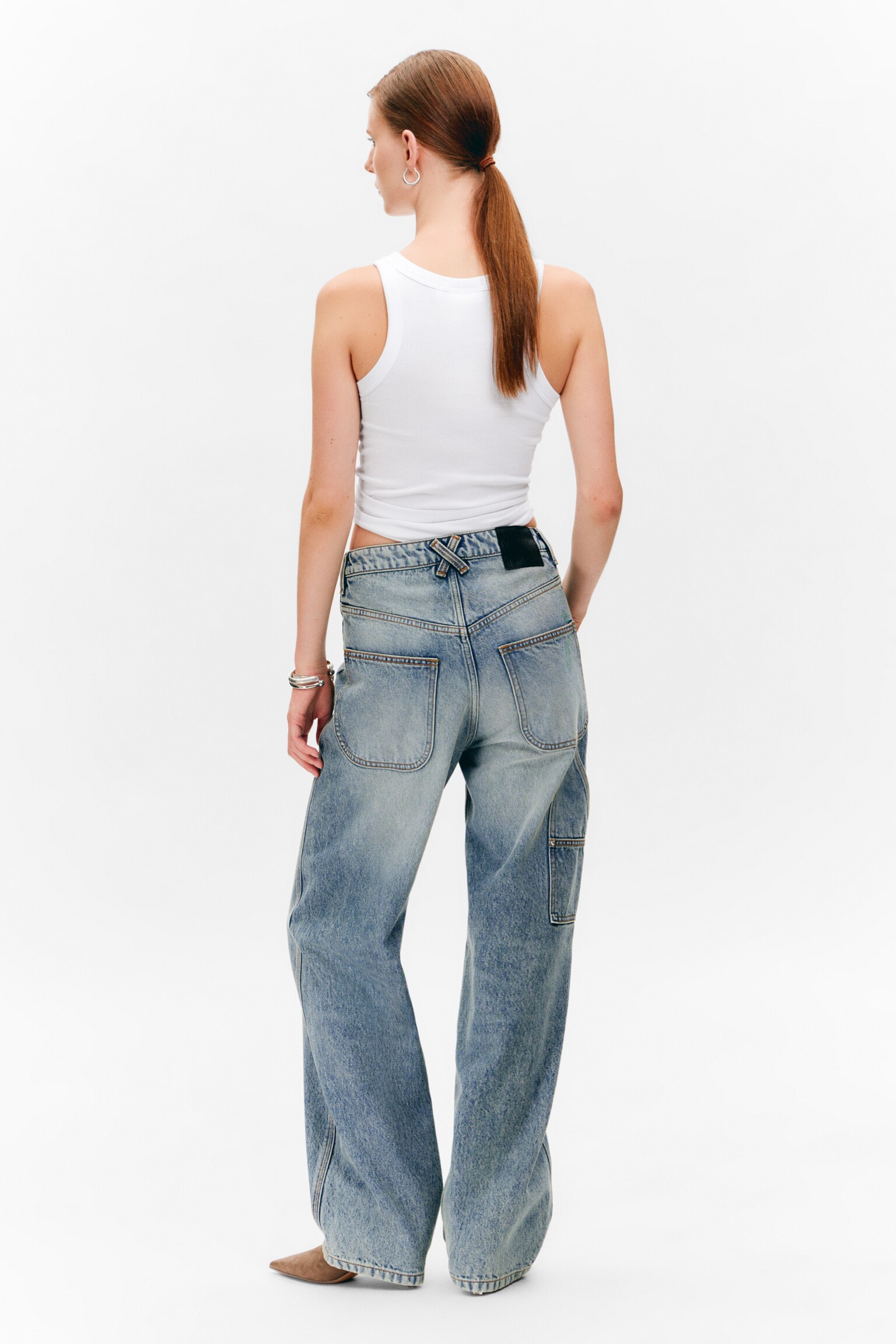 Scooped Waist Workwear Jeans - Hypnos Blue - Medium Blue - 8