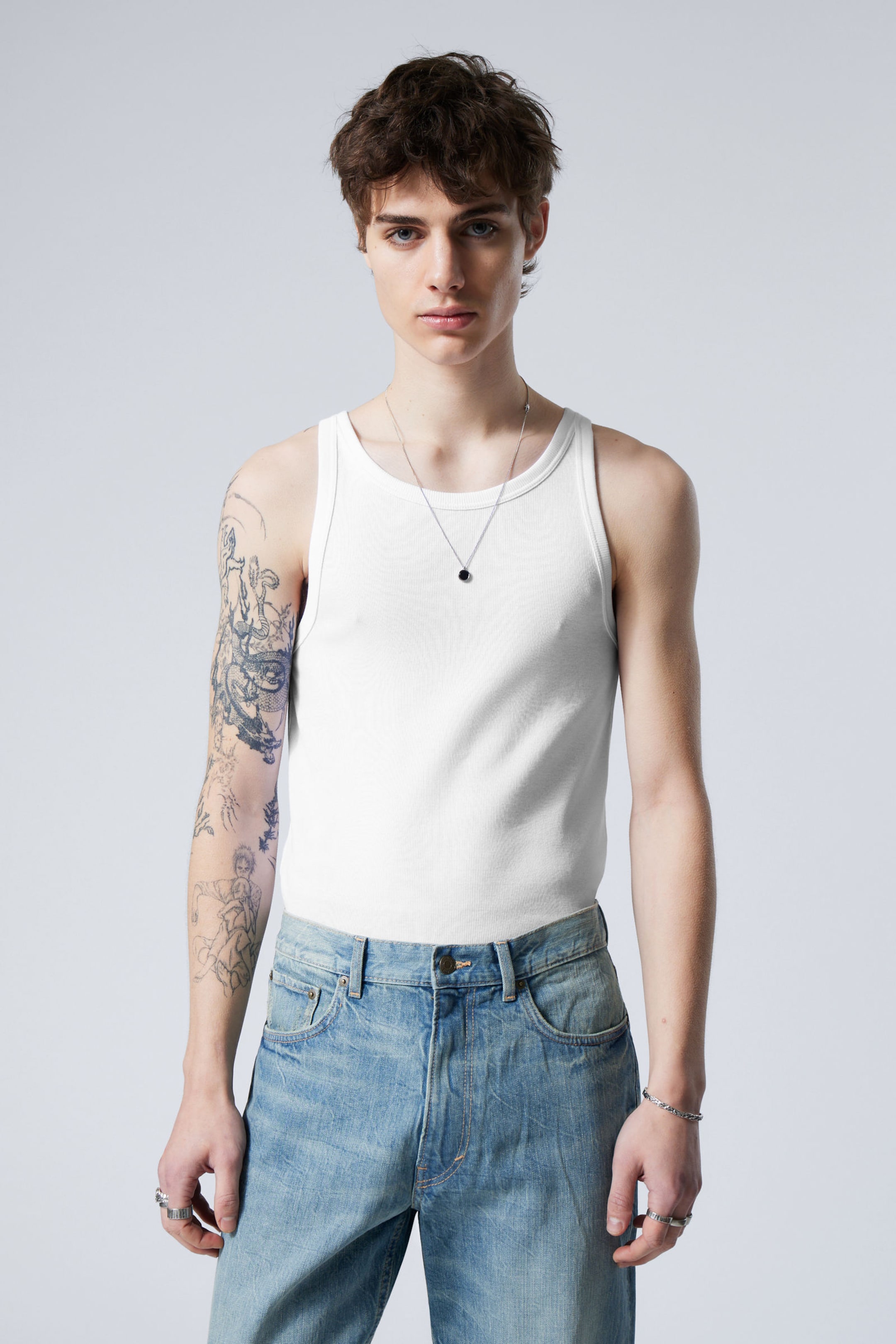Weiß - Geripptes Tanktop Matheus - 0