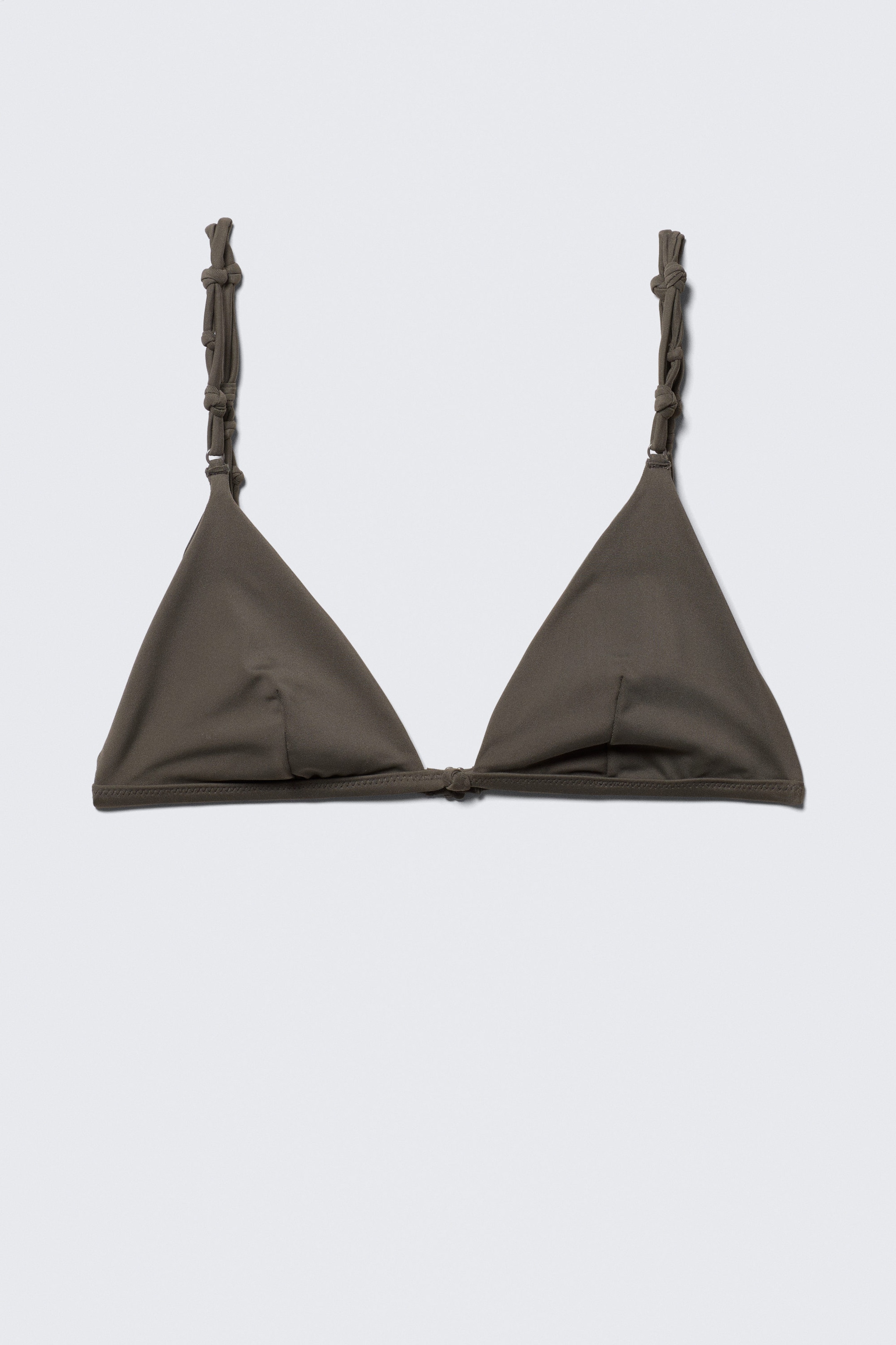 Dunkles Graubraun - Triangel-Bikinitop mit Knoten - 3