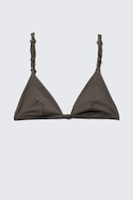 Dunkles Graubraun - Triangel-Bikinitop mit Knoten - 3