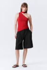 Rot - Lyocell One-Shoulder-Top zum Binden - 1