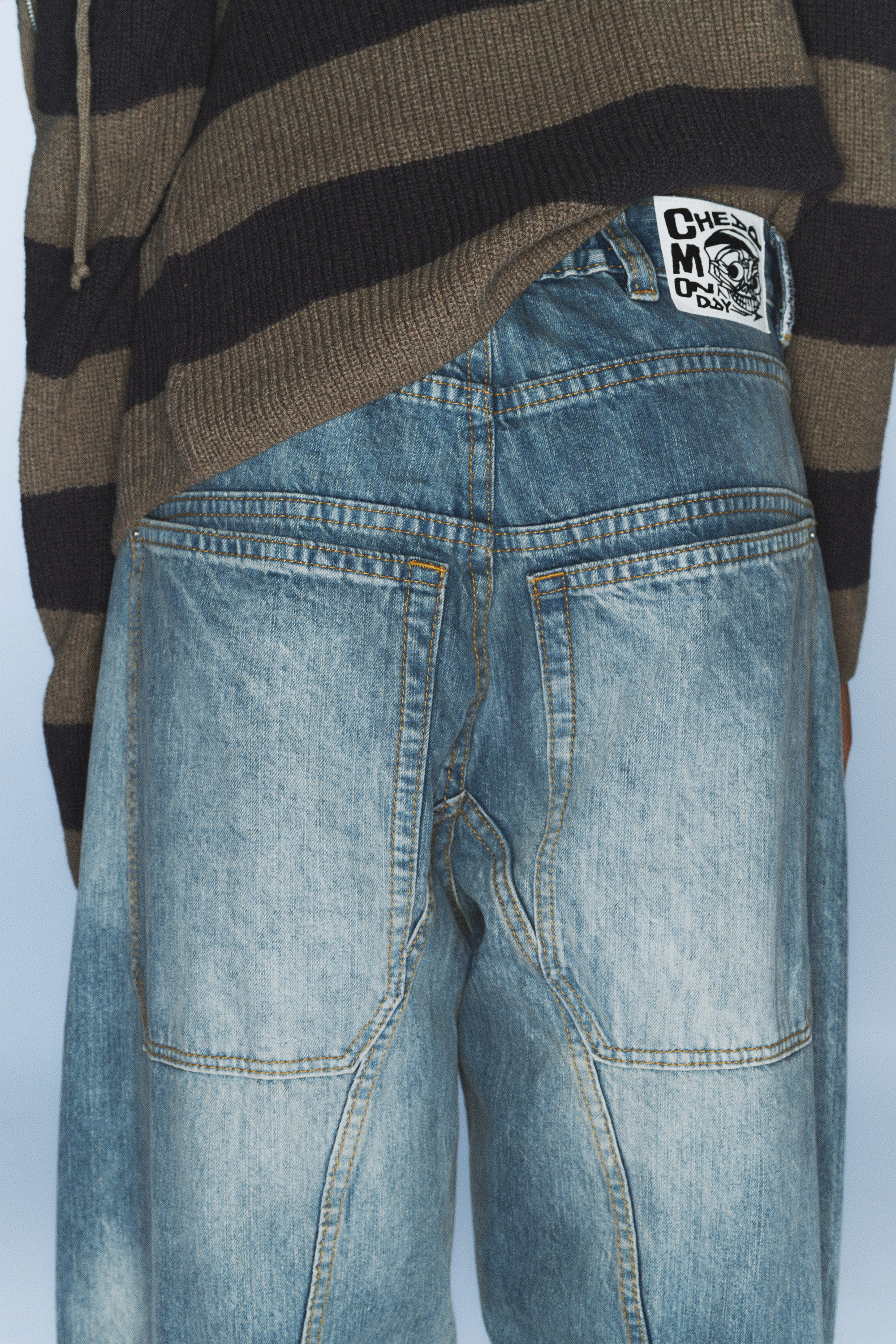 Cloudy Blue - Mittelblau - Dunno Unisex Low Rise Loose Barrel Leg Jeans - 5