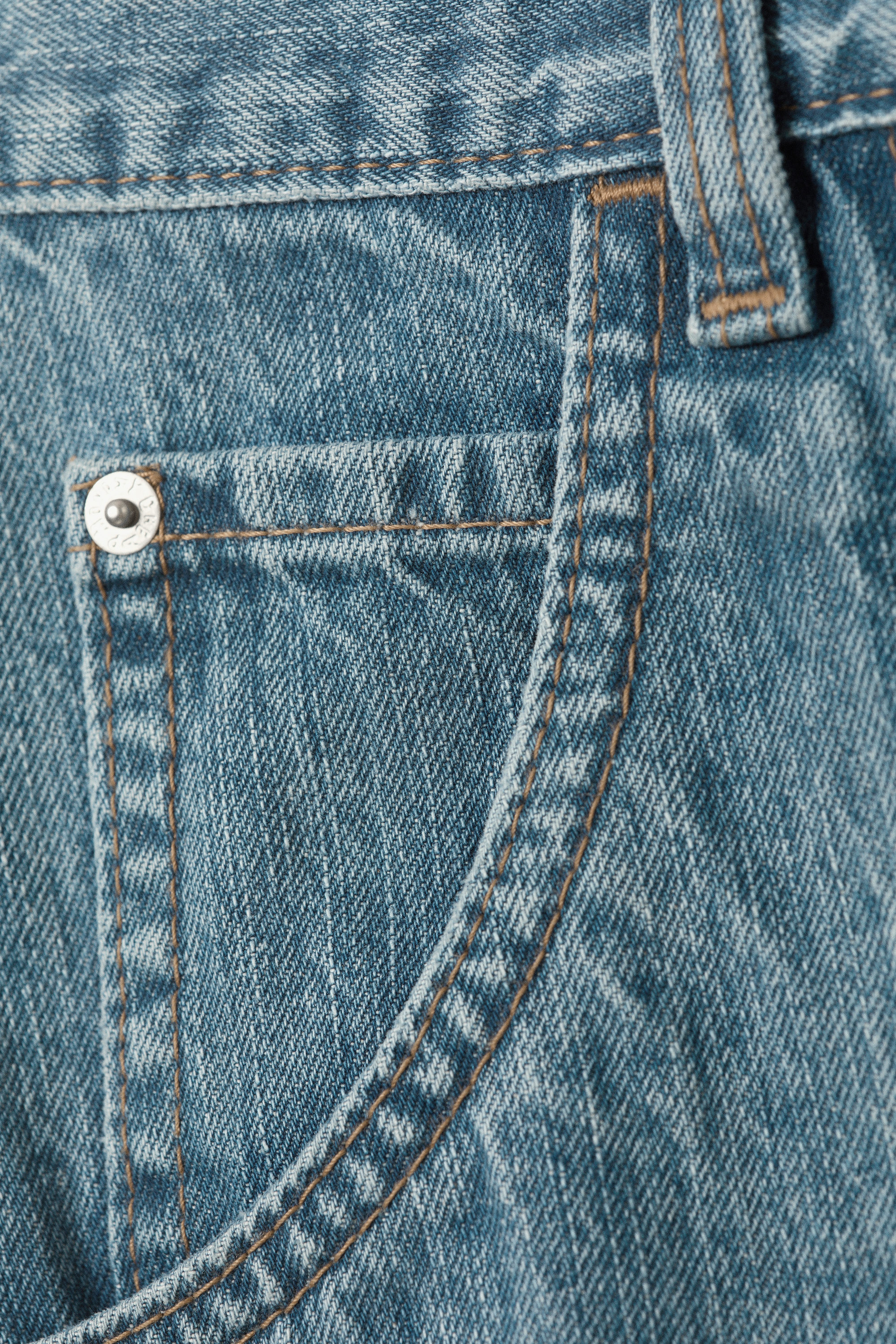 02 Blue - Mittelblau - Dunno Unisex Low Rise Loose Barrel Leg Jeans - 1