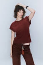 Zonverbleekt donkerrood - CM x LB uniseks T-shirt met korte mouwen - 0