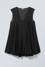 Black - Flowy V-Neck Mini Dress - 4