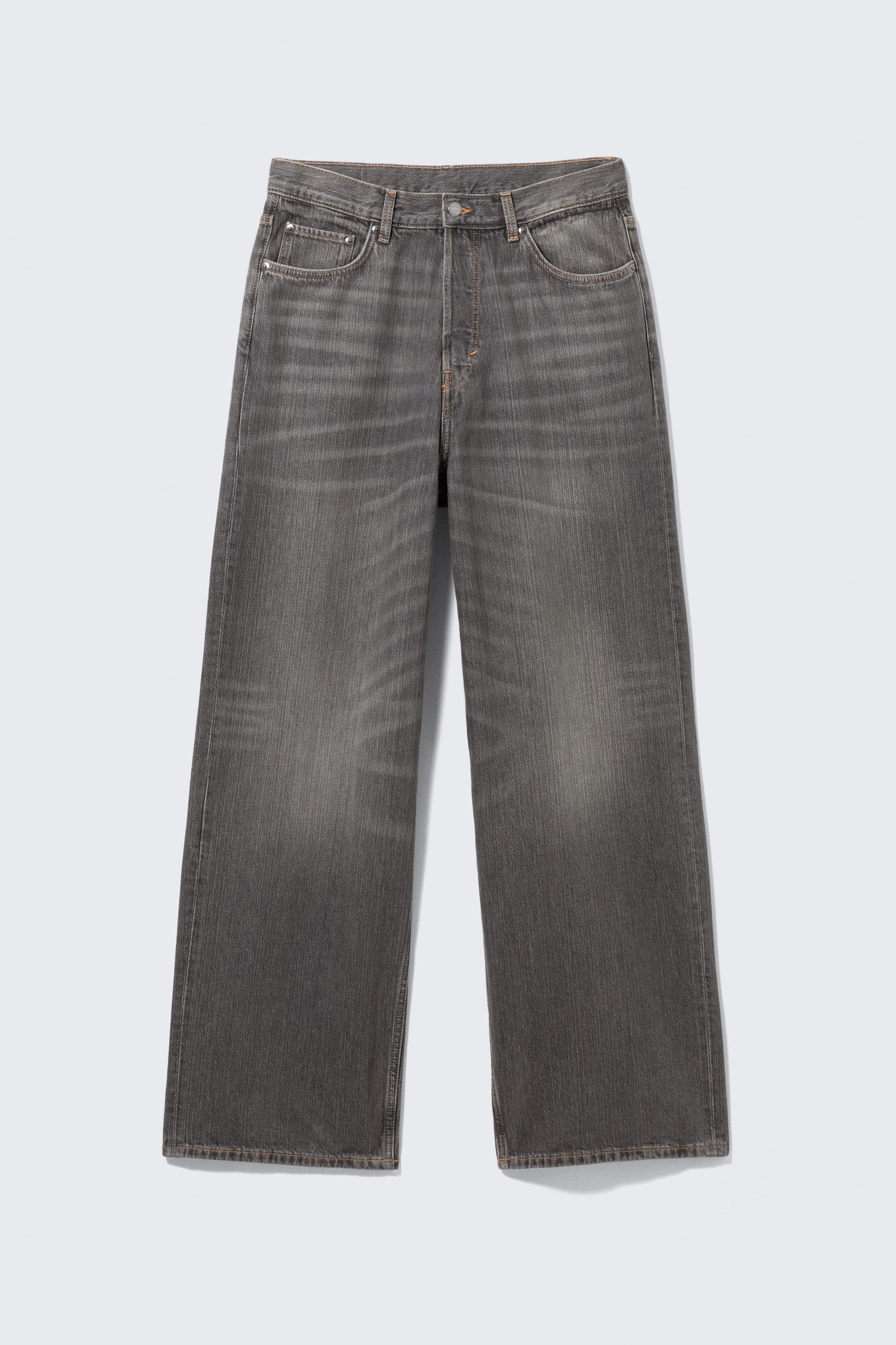 Mine Grey - Astro Mid Rise Loose Baggy Leg Unisex Jeans - 6