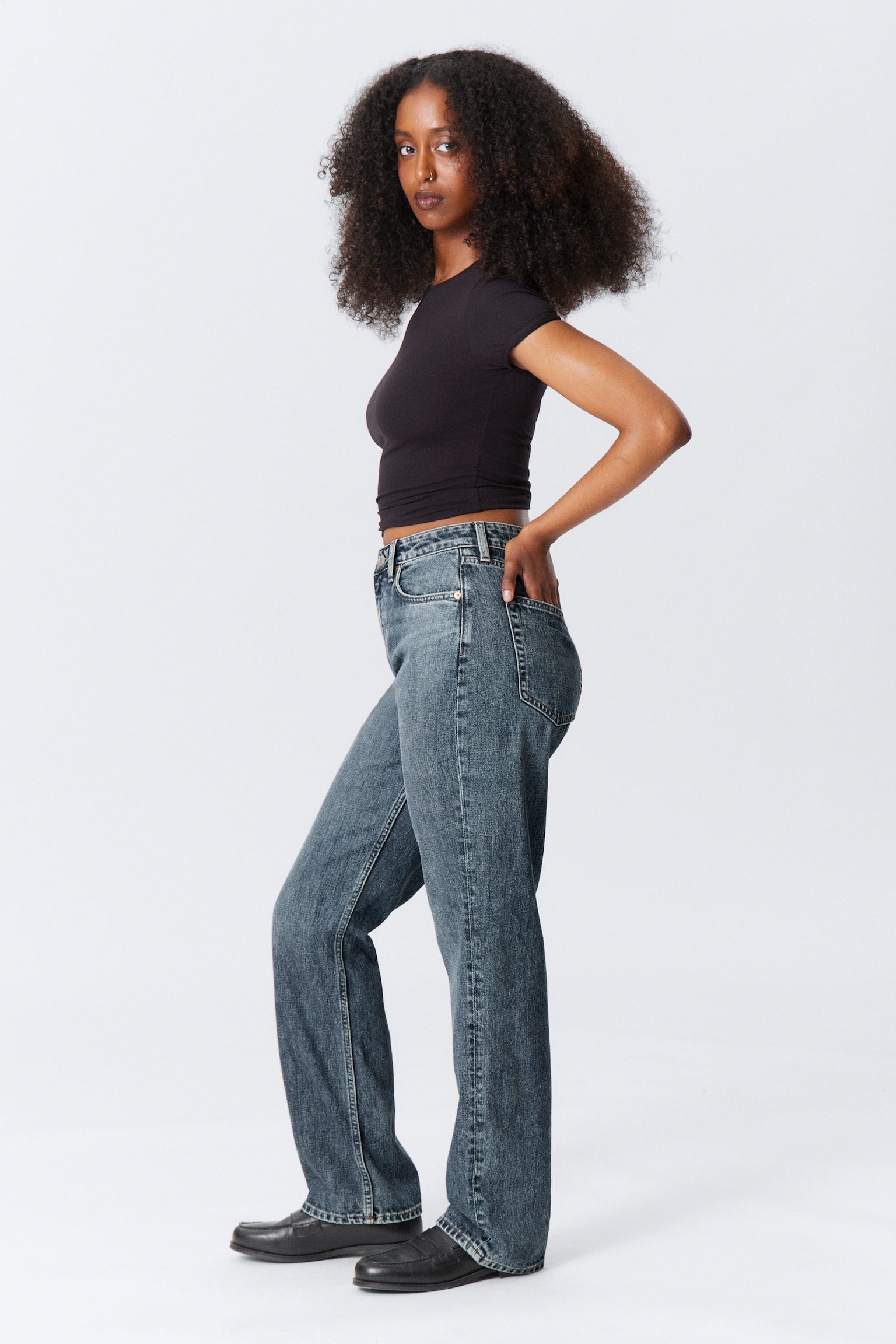 Resolute Curve High Waisted Regular Straight Jeans - Second Blue - Medium Blue/Tuned Black - Black/Blue Rinse - Dark Blue - 4