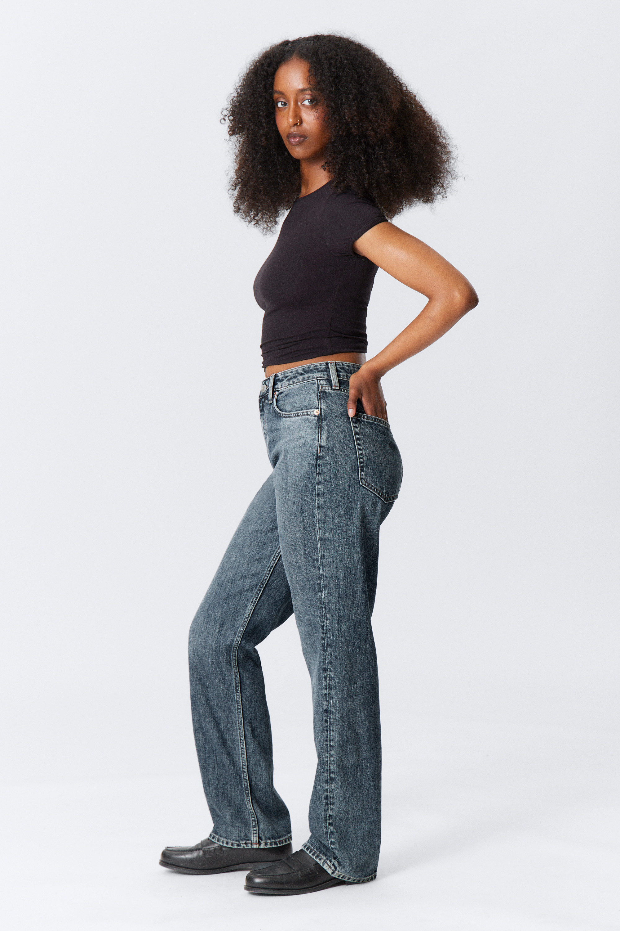 Second Blue - Medium Blue - Resolute Curve High Waisted Regular Straight Jeans - 2