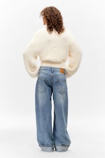 Weiß - Flauschiger Strickpullover - 2