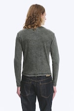 Dark Green - Ribbed Long-Sleeved T-shirt - 2