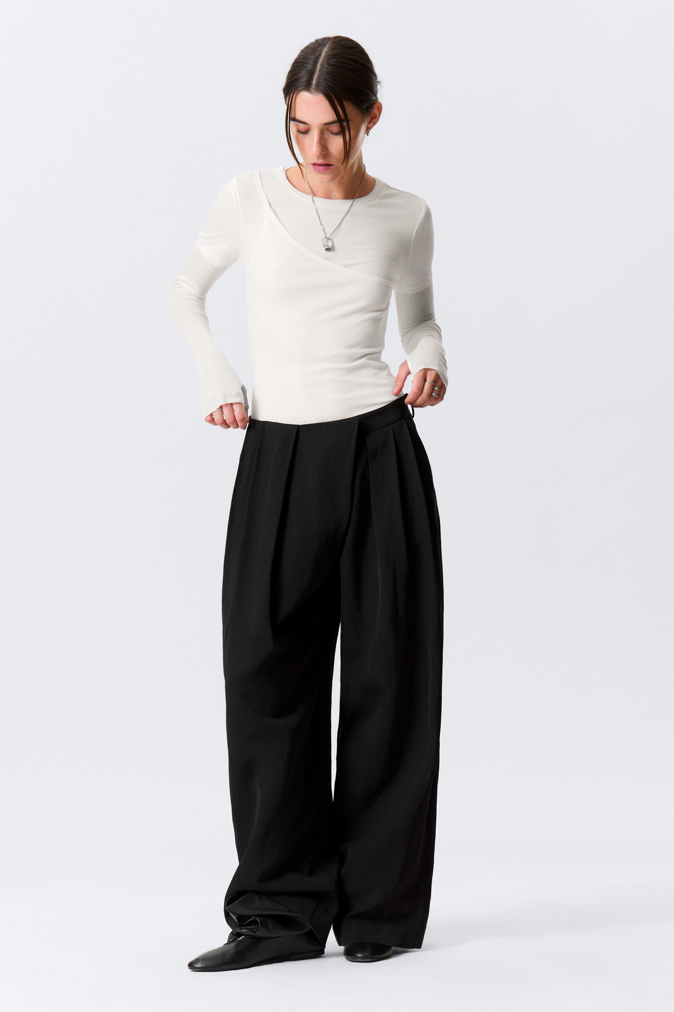 White - Triple-Layered Long-Sleeved Cotton Top - 1