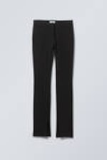 Black - Mid Rise Split Hem Suiting Trousers - 3