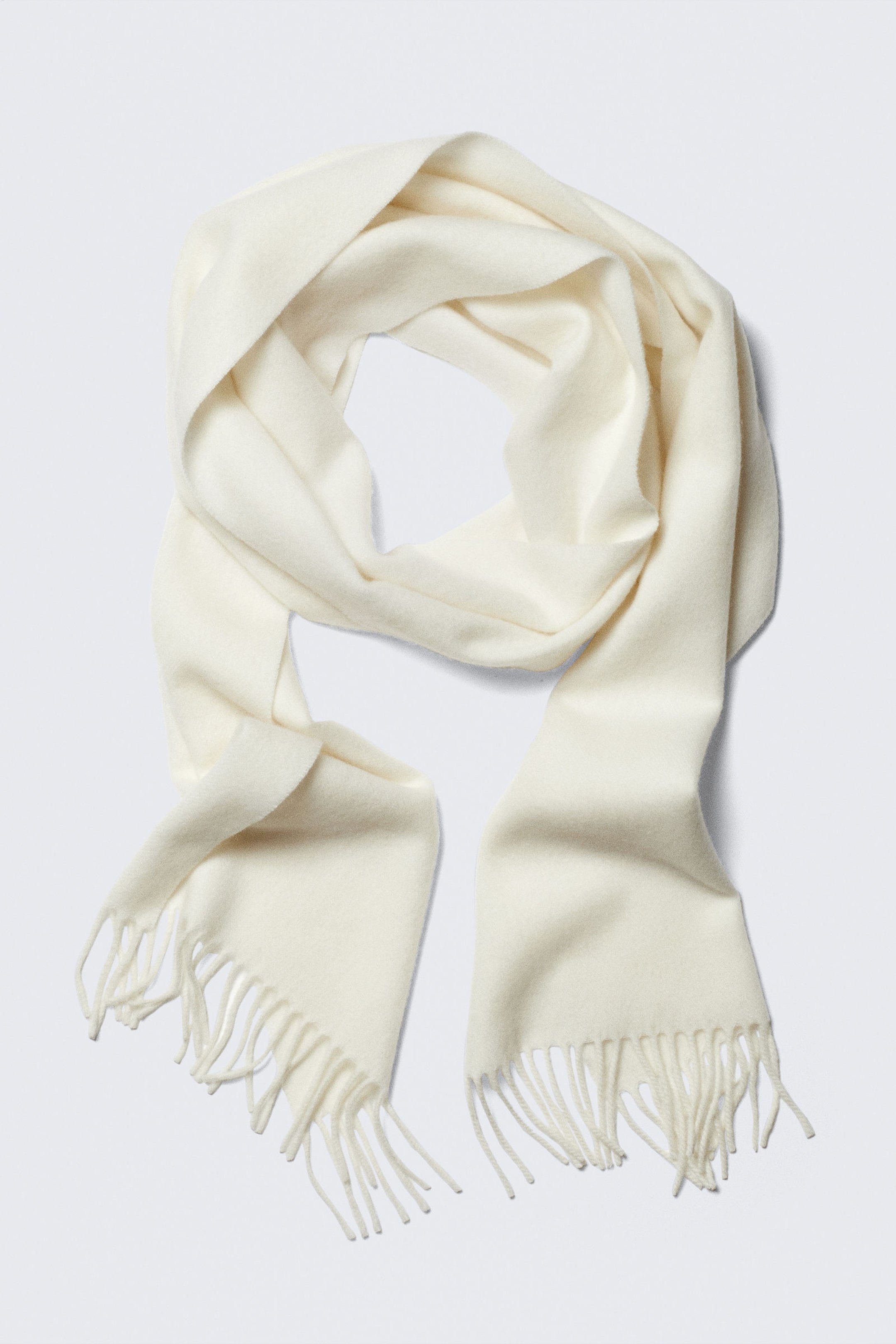 Vit - Lång vävd scarf i ull - 1