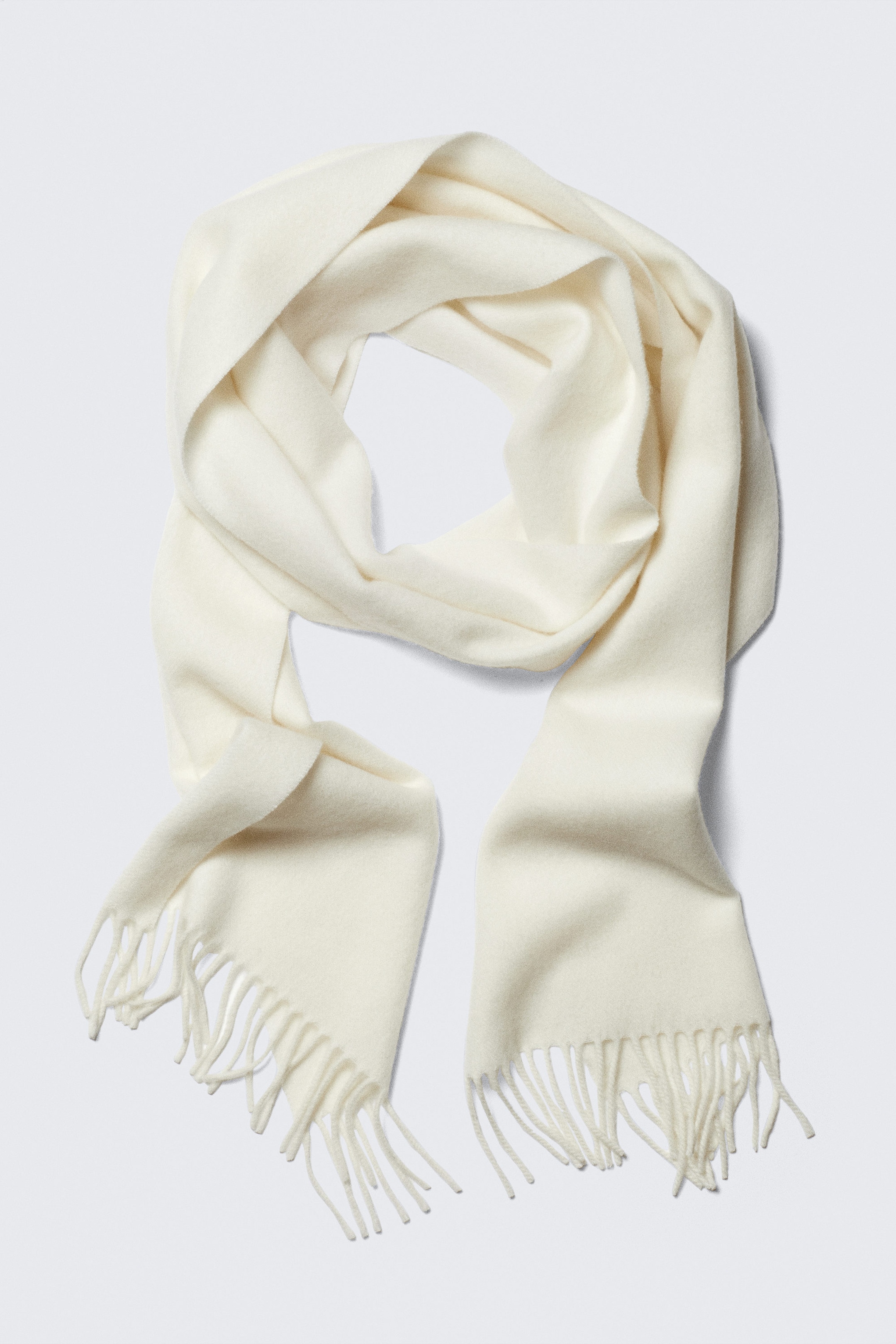 White - Long Woven Wool Scarf - 0