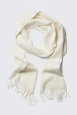 White - Long Woven Wool Scarf - 0