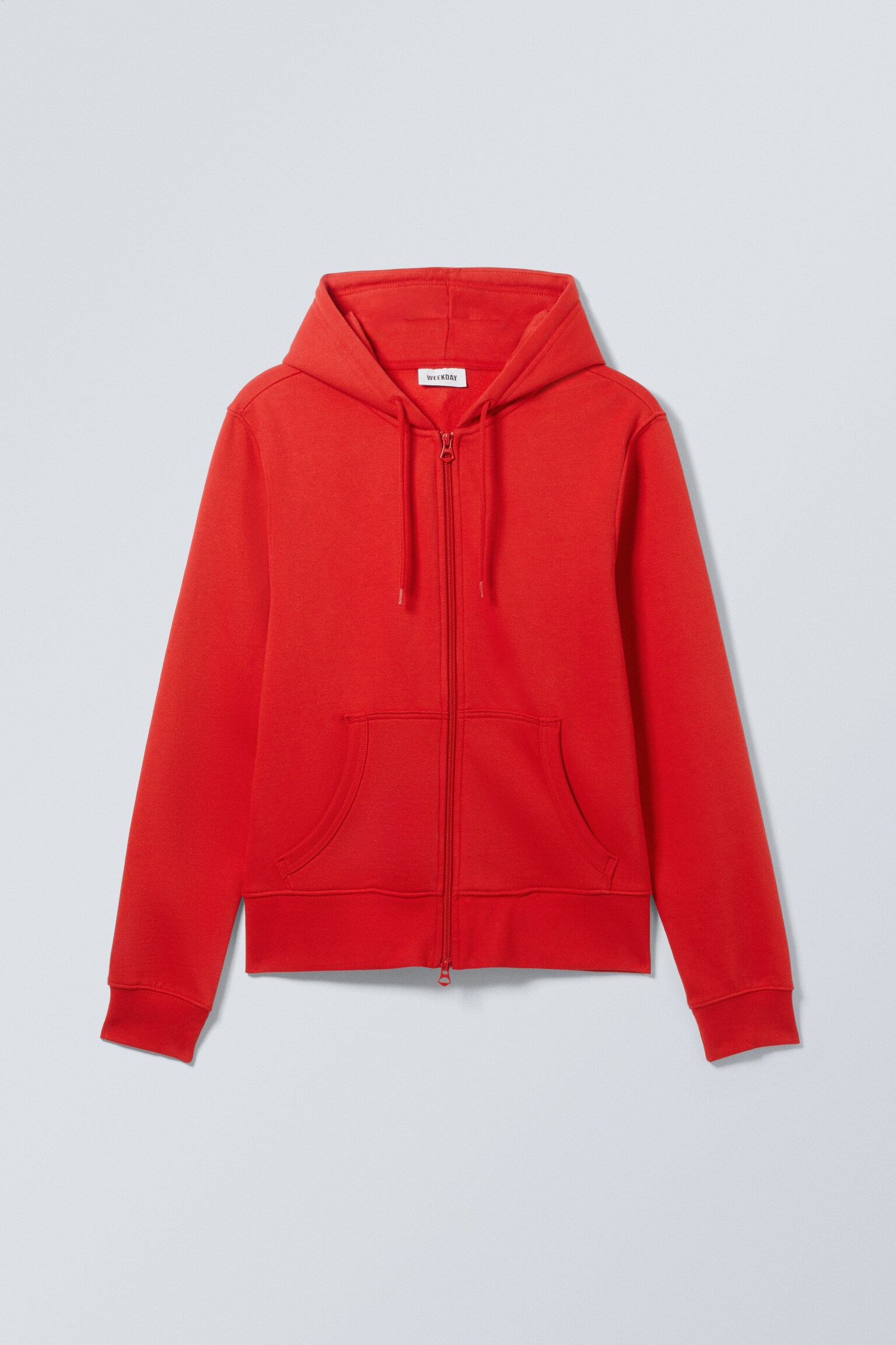 Shrunken Zip Hoodie - Bright Red