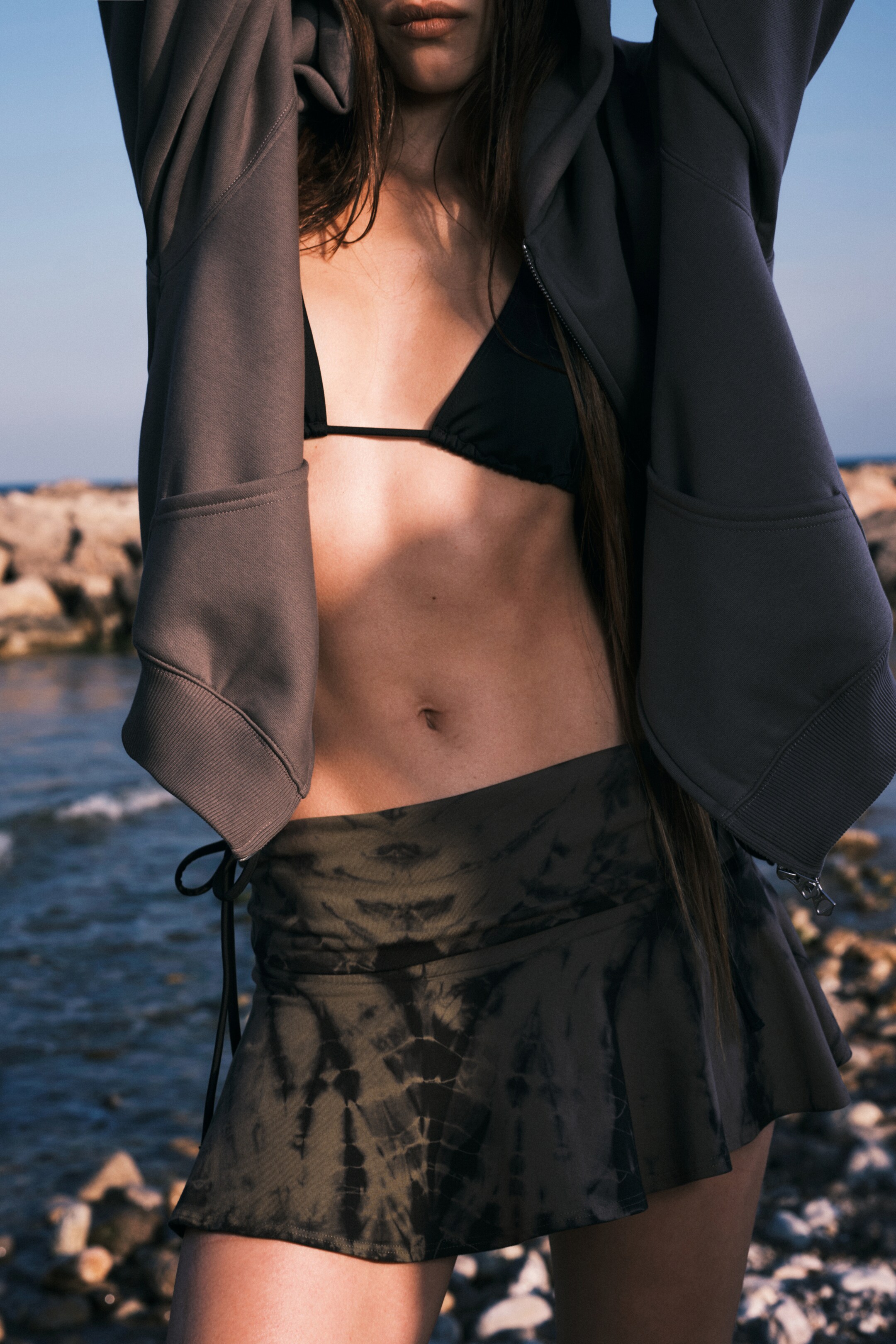 Ingrandisci l'immagine: Wide Waist Cotton Mini Skirt - Dark Mole Tie-Dye - DONNA | H&M CH 2