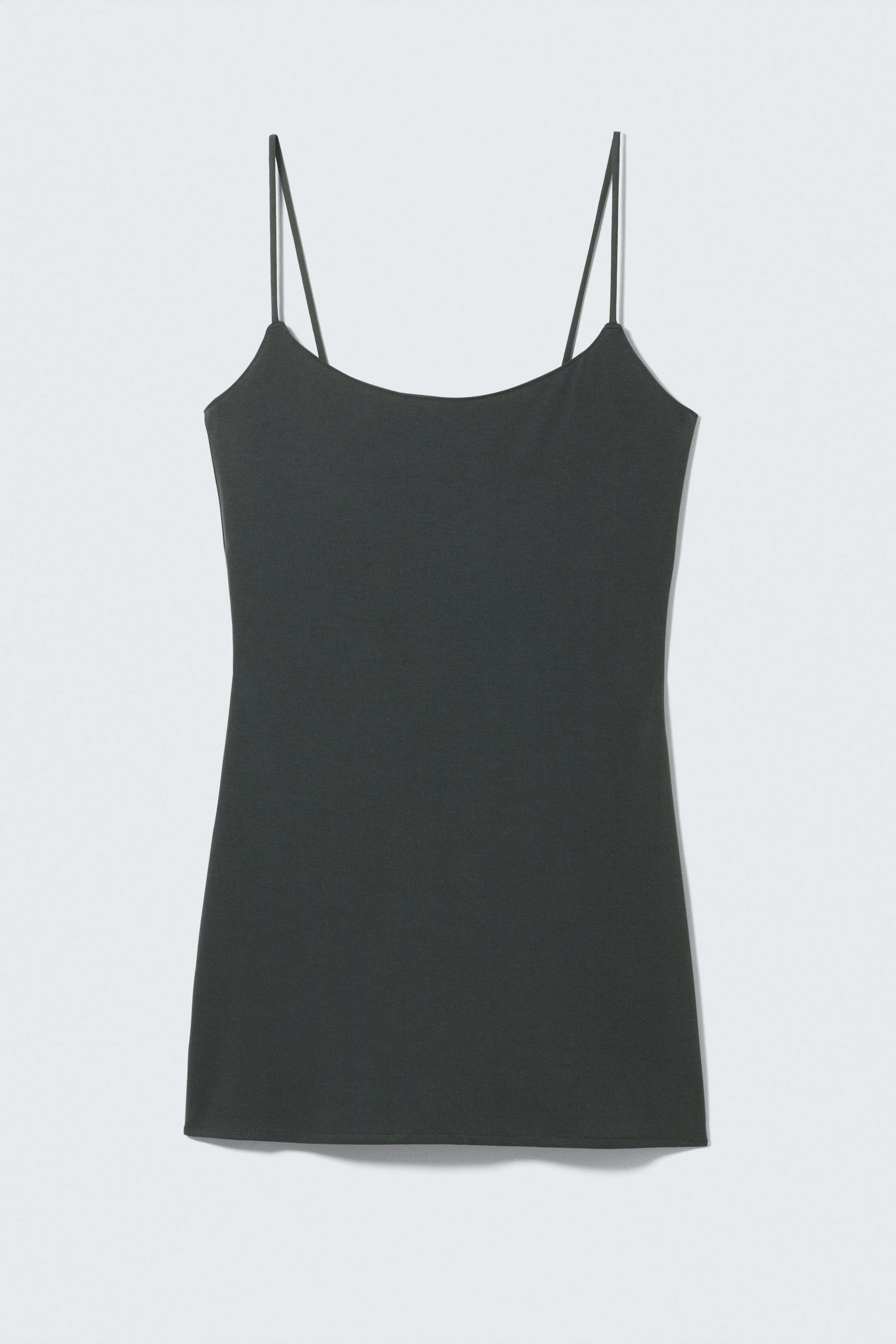 Black - Strappy Mini Slip Dress - 1