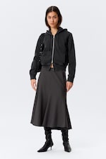 Washed Black - Cinched Cotton Zip Hoodie - 1