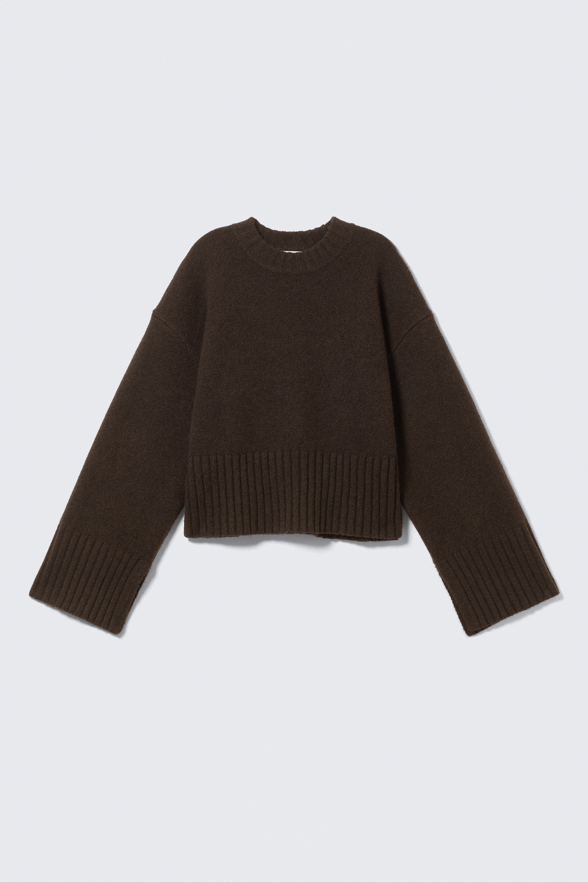 Strikket oversized genser - Mørkebrun/Gråmelert/Støvet hvit/Lys støvrosa