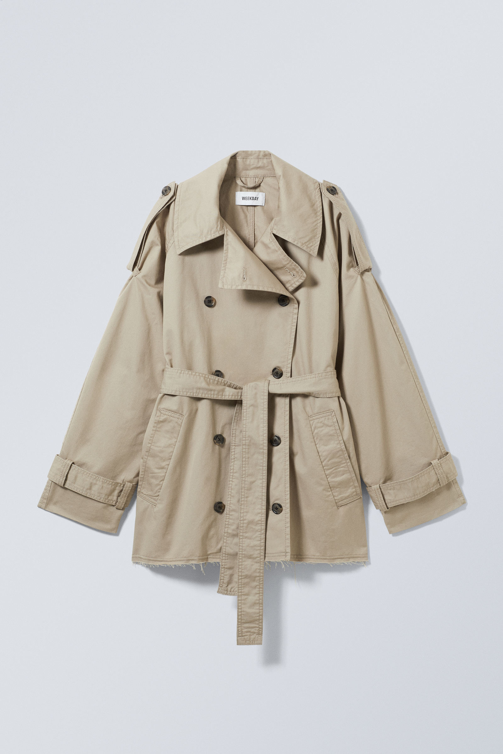 zoey short frayed trench coat - Beige | Weekday WW