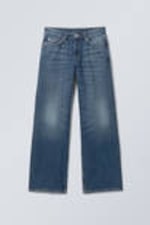 Mine Blue - Medium Blue - Ample Low Rise Loose Wide Leg Jeans - 5