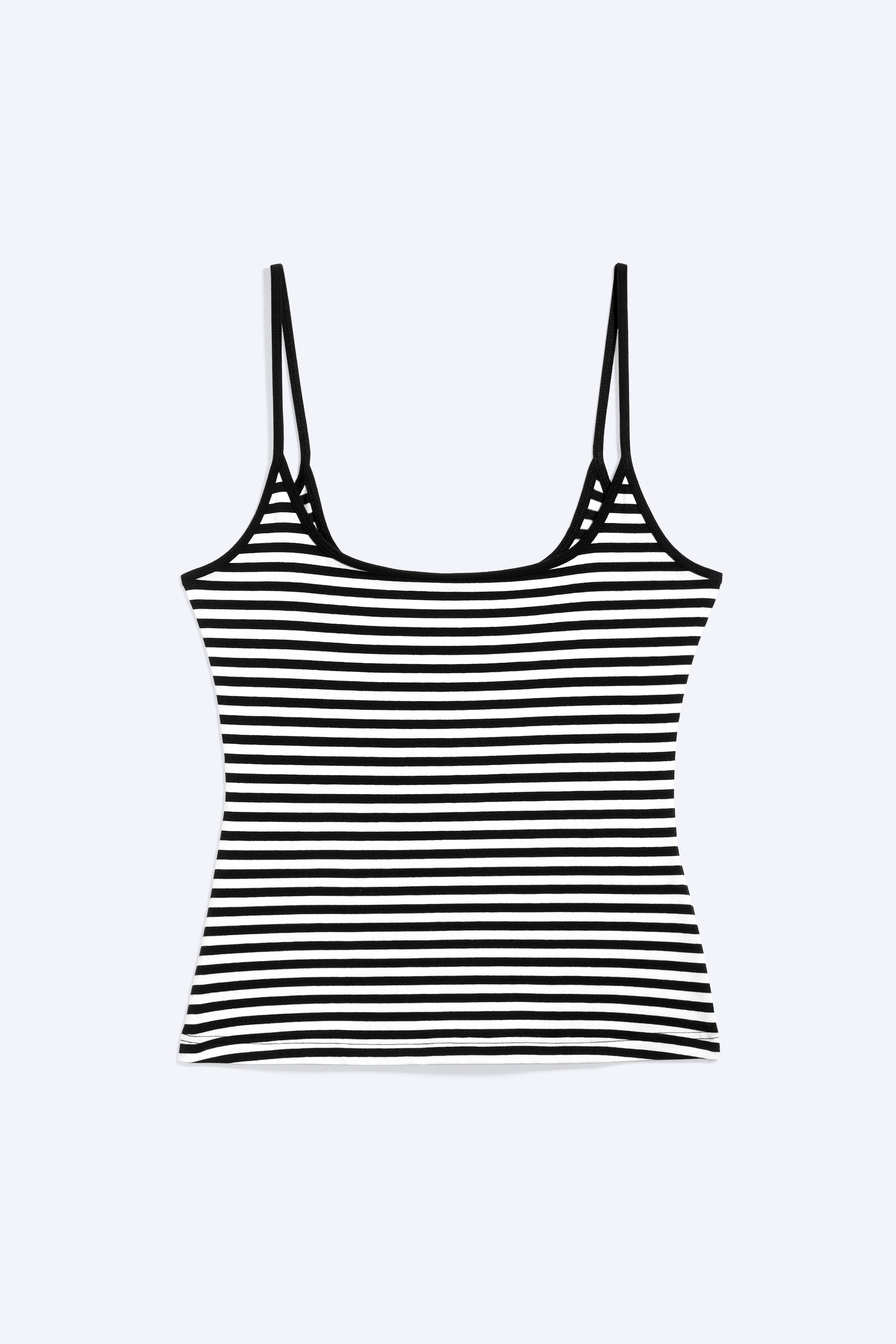 Tanktop met smalle bandjes - White & Black Stripes/Blauw/roze multistripe/Grijs gemêleerd